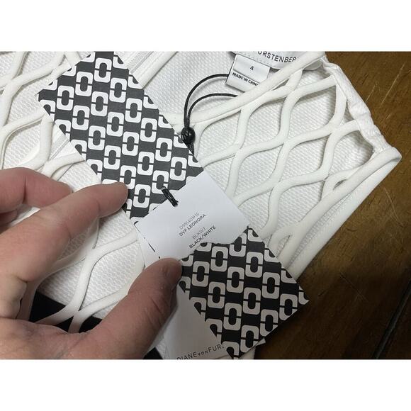 Diane von Furstenberg Size 4 Leonora Netted Two Tone Dress Ponte Knit - Picture 5 of 14